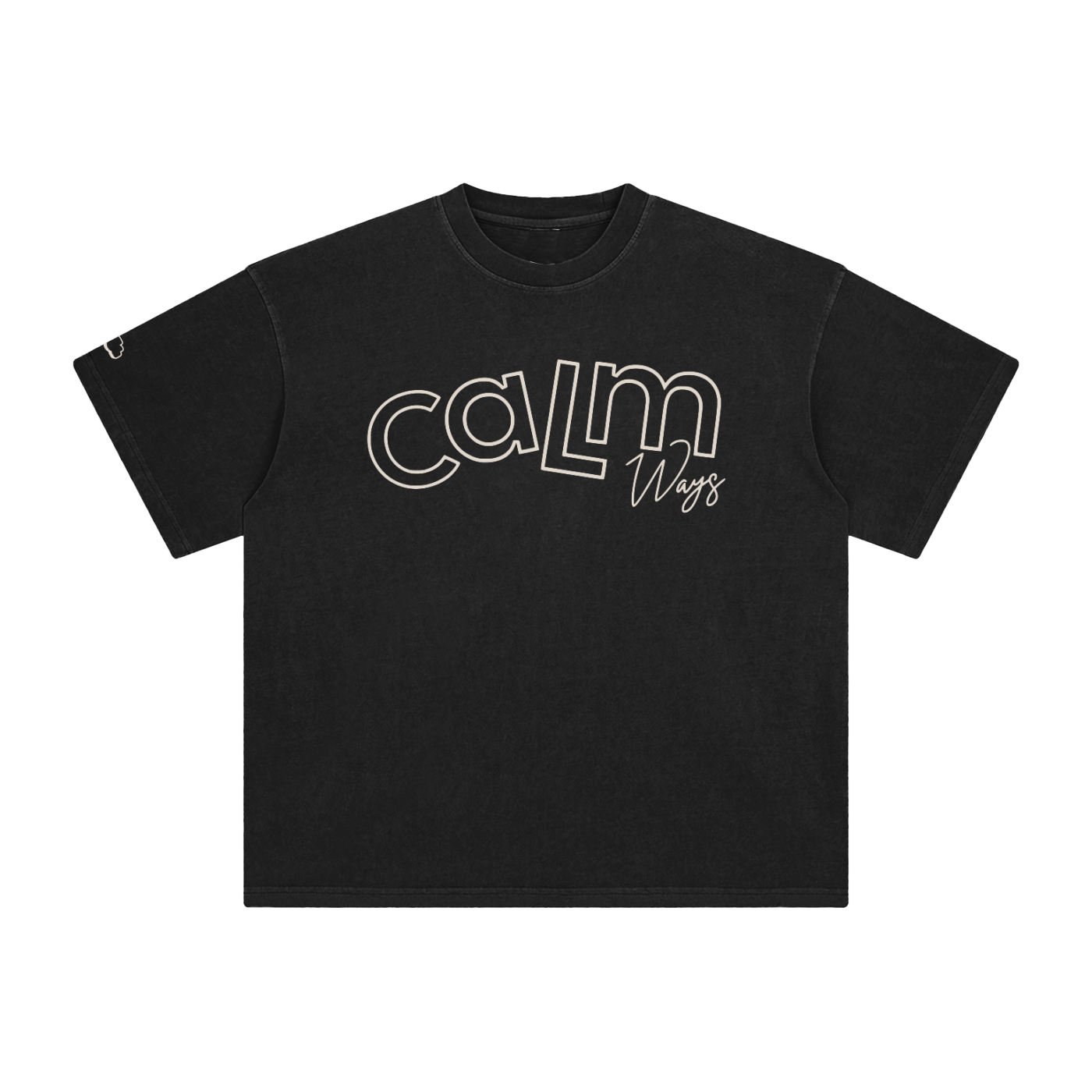 Calm Ways Outline Tee—Washed Black (Swipe)