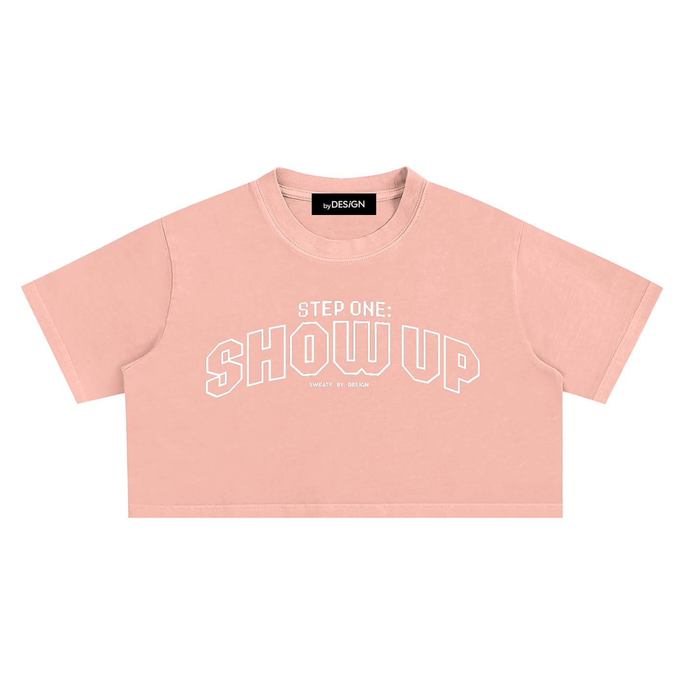 Step One Women's Crop Tee—Pink/White (Swipe)