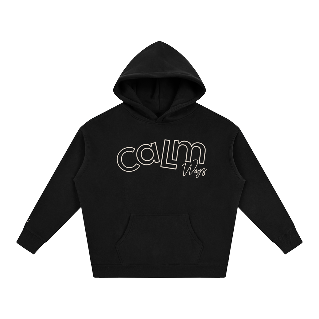 Calm Ways Outline Oversized Hoodie—Washed Black (Swipe)
