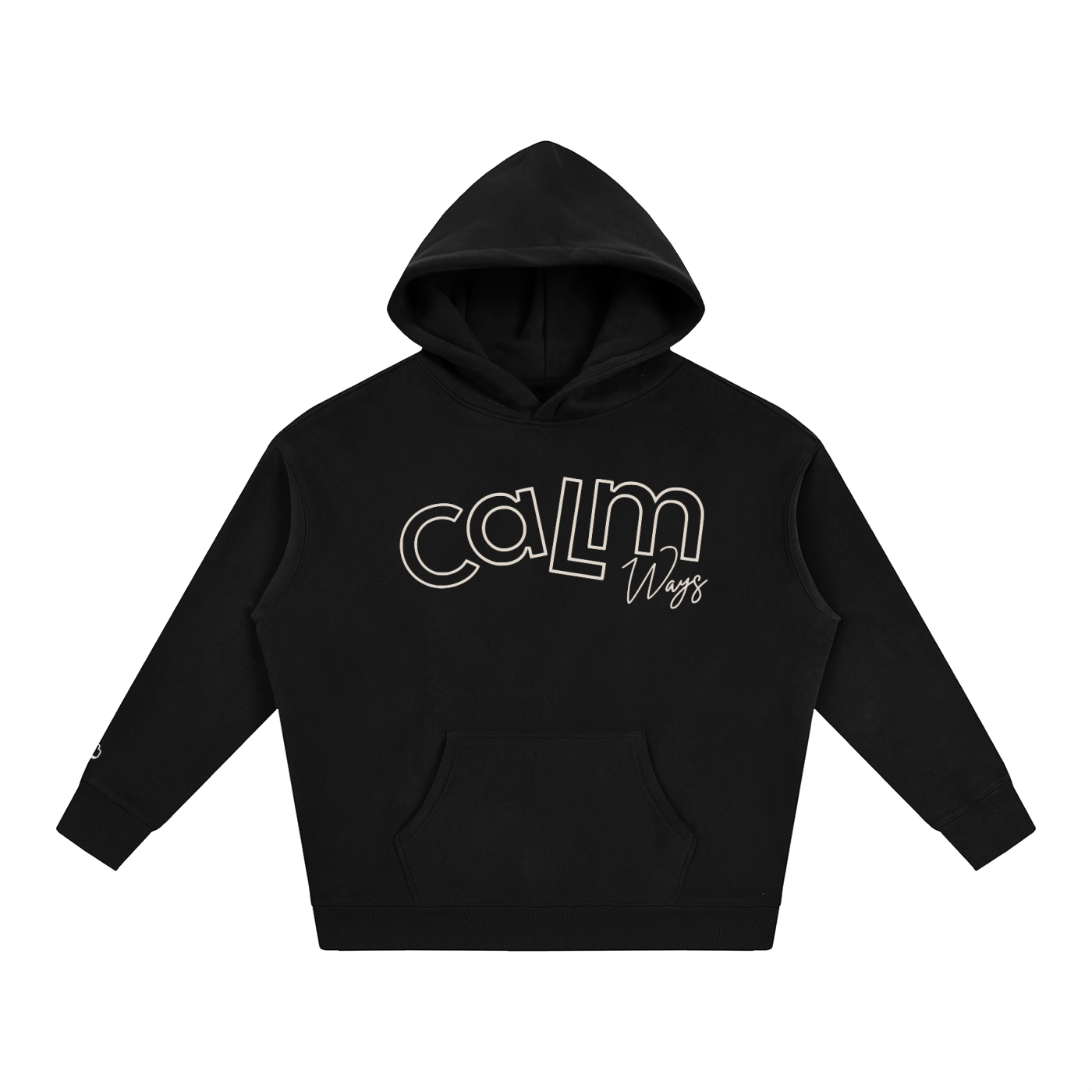 Calm Ways Outline Oversized Hoodie—Washed Black (Swipe)