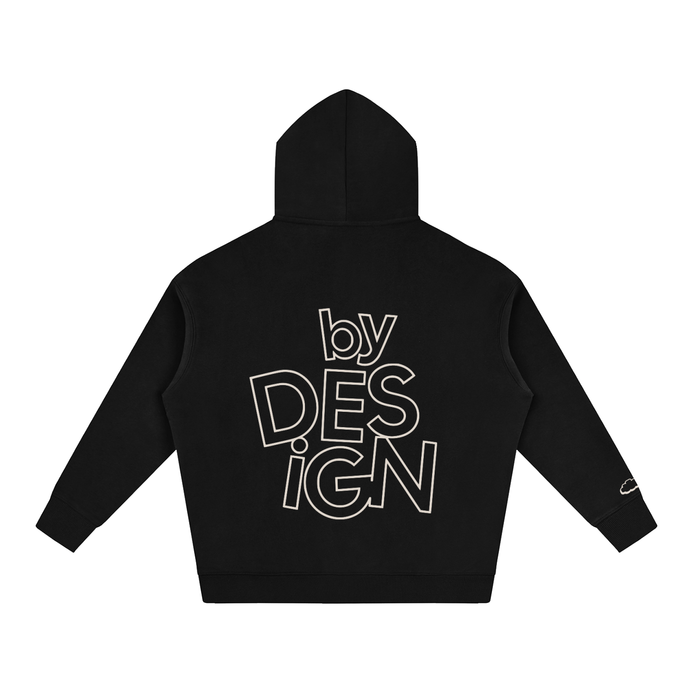 Calm Ways Outline Oversized Hoodie—Washed Black (Swipe)